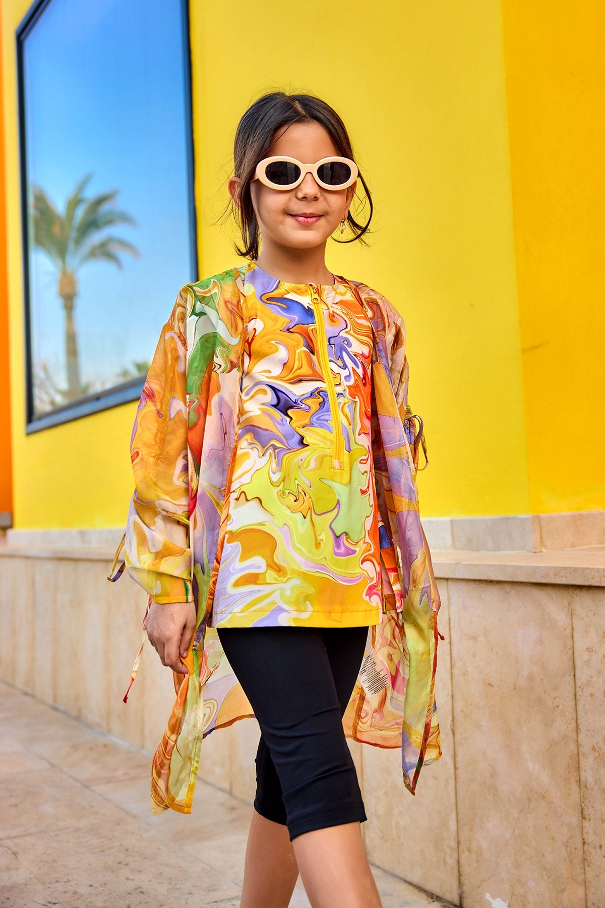 Marina Girls Beach Cover Up Chiffon Kimono Colorful - CP2504