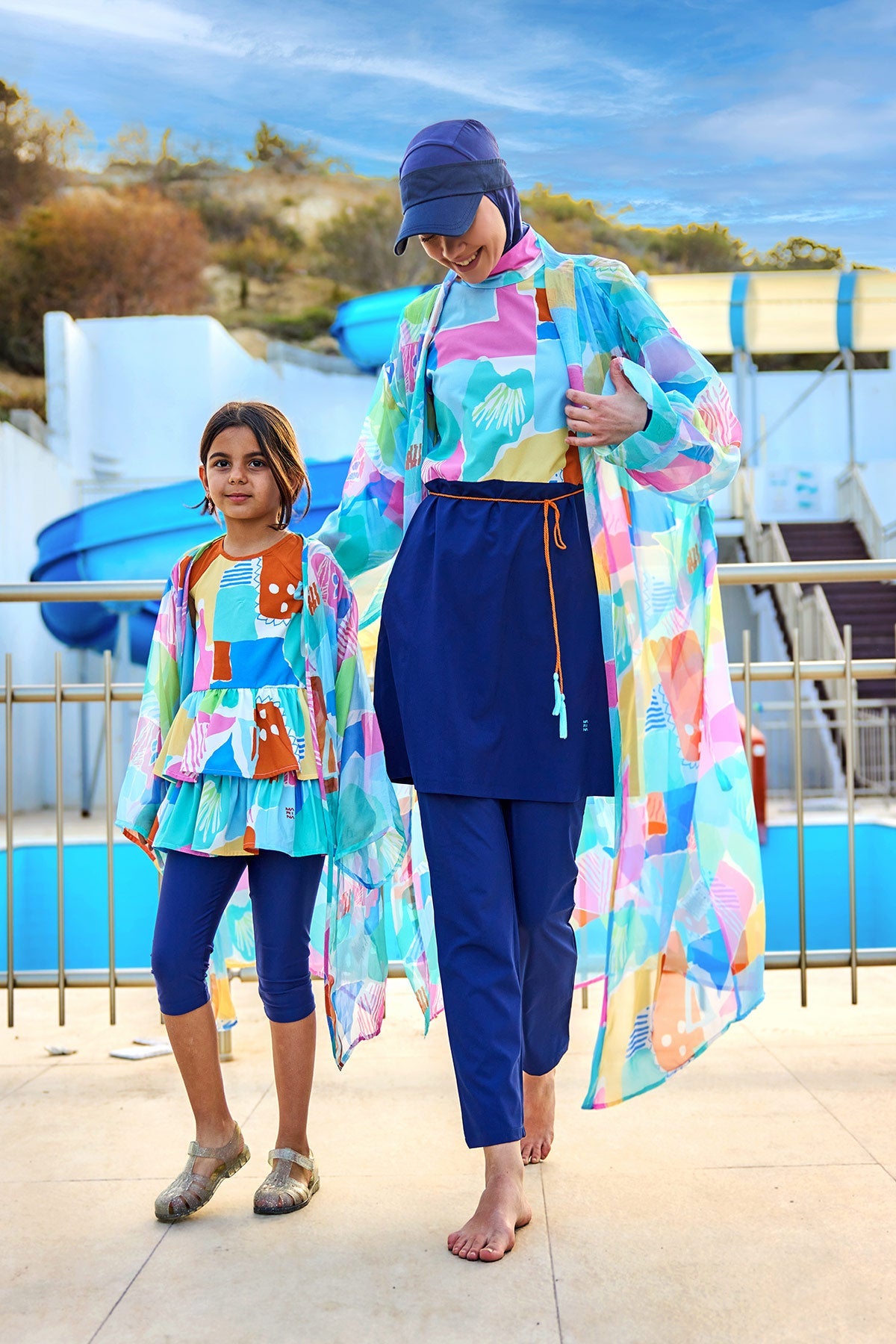 Marina Girls Beach Cover Up Chiffon Kimono Colorful - CP2505