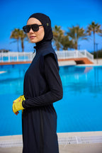 Marina Black Full Coverage Islamic Swimwear Burkini Set M2501-1