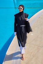 Black Full Coverage Islamic Swimwear Burkini Set M2501-2