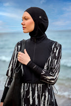 Black Full Coverage Swimwear Burkini Set M2504