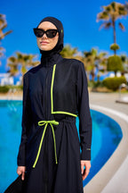Black Full Coverage Modest Swimwear Burkini Set M2506-1