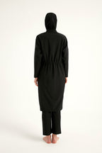 Black Full Coverage Modest Swimwear Burkini Set M2507-1
