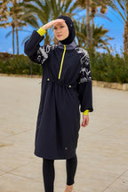 Black Full Coverage Modest Burkini with Sleeve Detail M2512