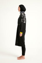 Black Full Coverage Modest Burkini with Sleeve Detail M2512