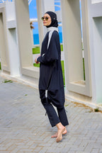 Black Full Coverage Modest Swimwear Burkini Set M2521-3