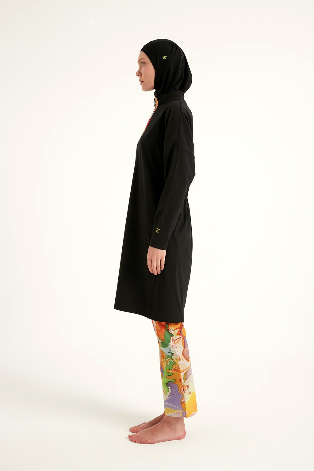 Black Full Coverage Swimwear Burkini Set M2525