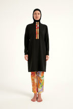 Black Full Coverage Swimwear Burkini Set M2525