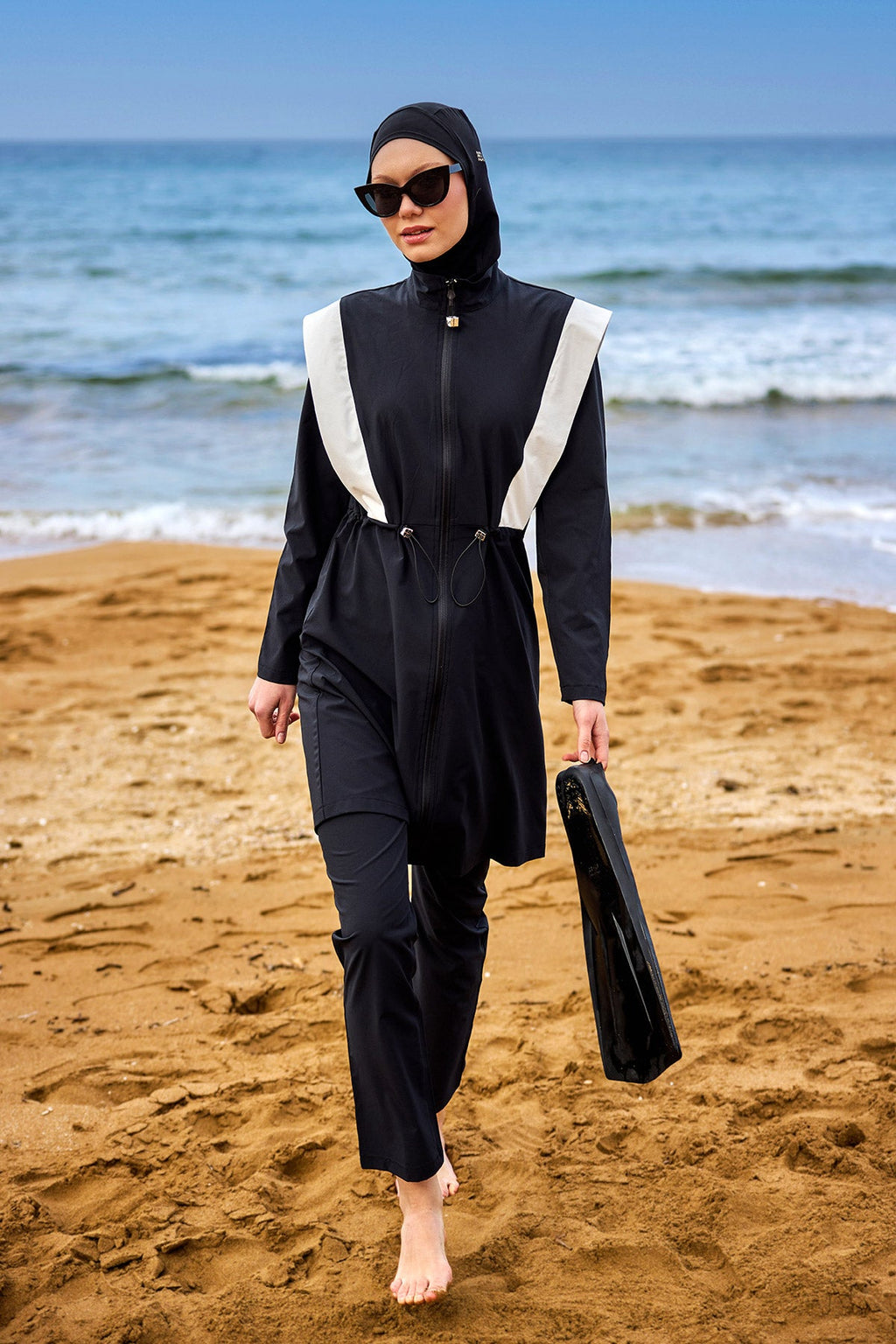 Black Adjustable Waist Modest Burkini Set M2526-1