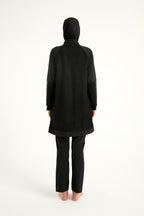 Black Tulle Detail Full Coverage Swimwear Burkini M2534-1