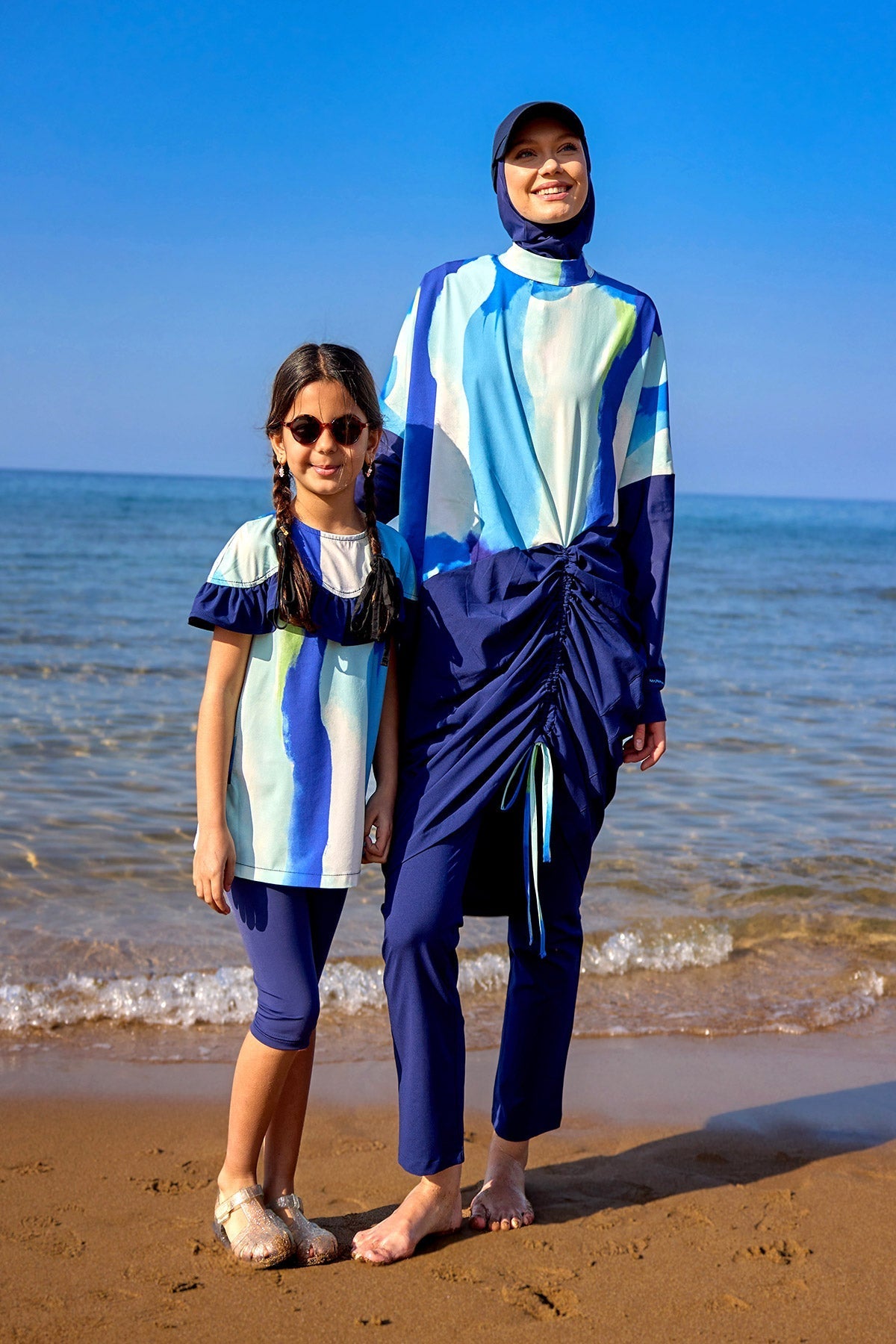 Marina UPF50+ Girls Modest Swimwear for Girls - Blue/Navy Blue - C2501 Kız Çocuk Mayo La Vie Bien Marina UPF50+ Girls Modest Swimwear for Girls - Blue/Navy Blue - C2501