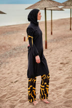 Woven Black Burkini Modest Swimwear M2431