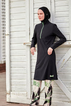 Woven Black Burkini Modest Swimwear M2425