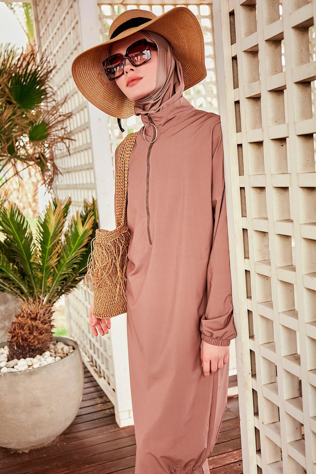 Woven Mink Burkini Modest Swimwear M2405