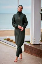 Woven Khaki Burkini Modest Swimwear M2406