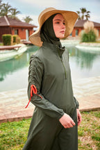Woven Khaki Burkini Modest Swimwear M2432