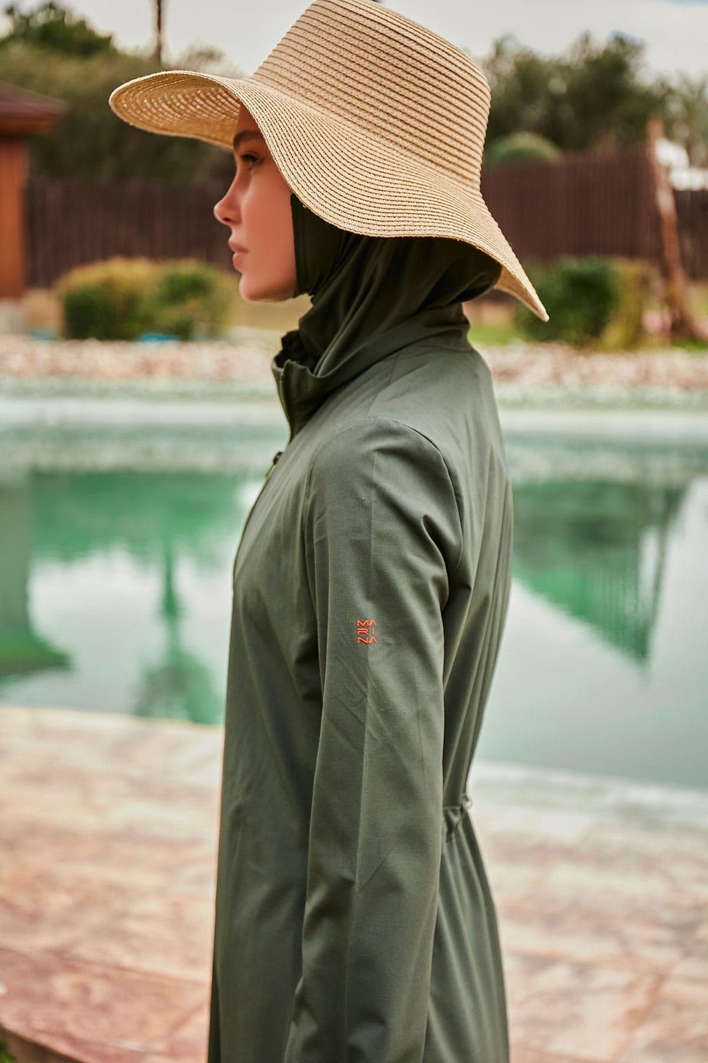 Woven Khaki Burkini Modest Swimwear M2432