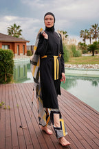 Woven Black Burkini Modest Swimwear M2422