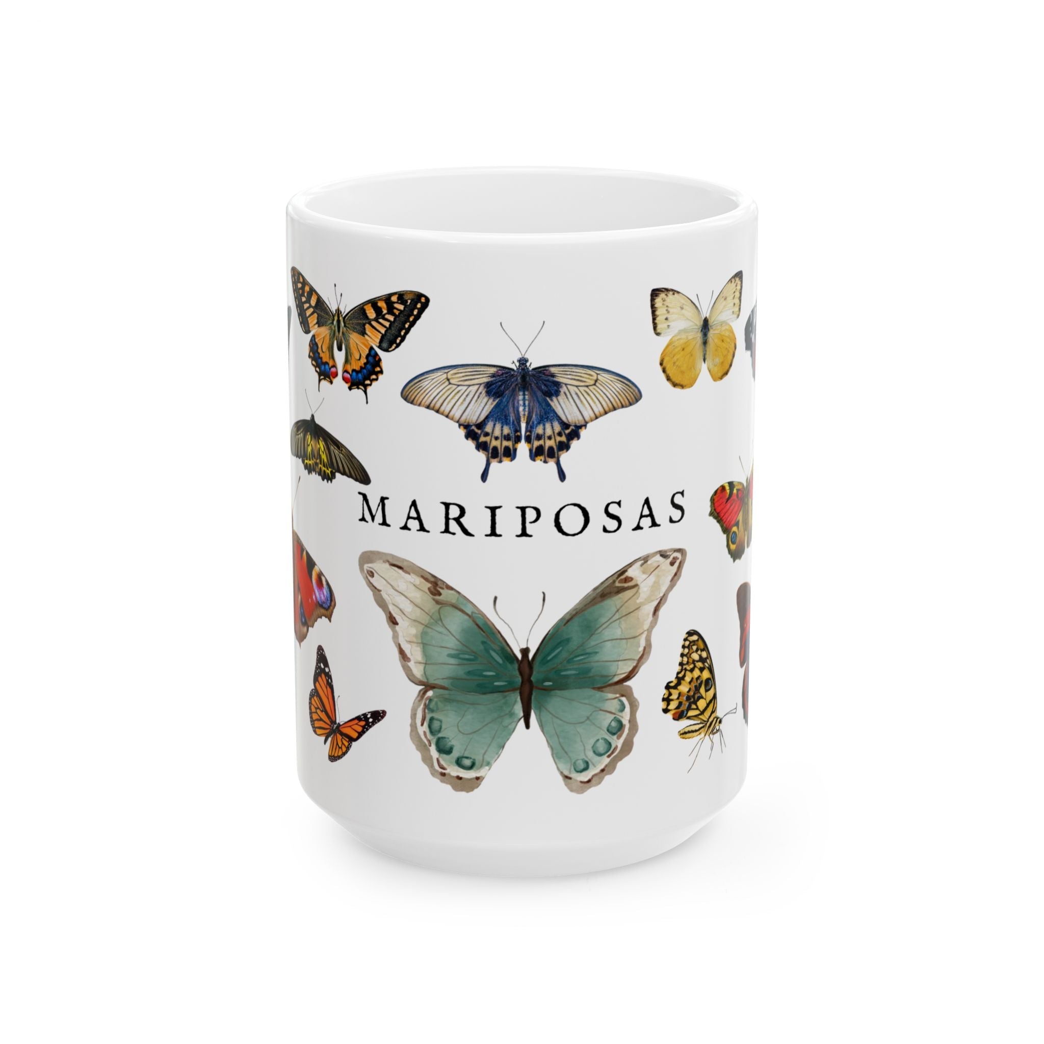Mariposas Butterfly Ceramic Mug, Vintage style spanish 11oz & 15oz Coffee Cup Mug La Vie Bien Mariposas Butterfly Ceramic Mug, Vintage style spanish 11oz & 15oz Coffee Cup
