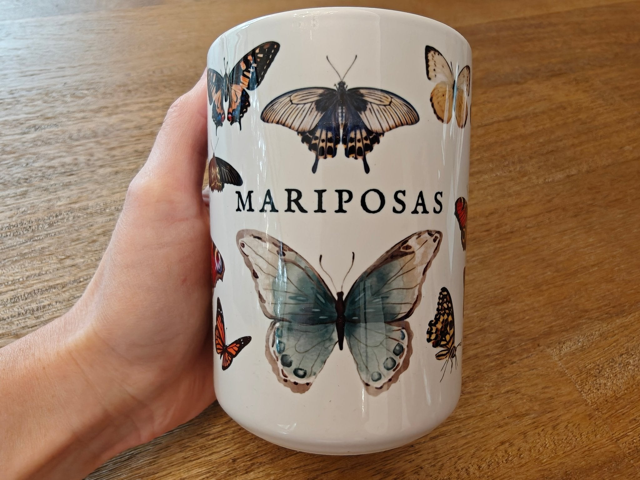 Mariposas Butterfly Ceramic Mug, Vintage style spanish 11oz & 15oz Coffee Cup Mug La Vie Bien Mariposas Butterfly Ceramic Mug, Vintage style spanish 11oz & 15oz Coffee Cup