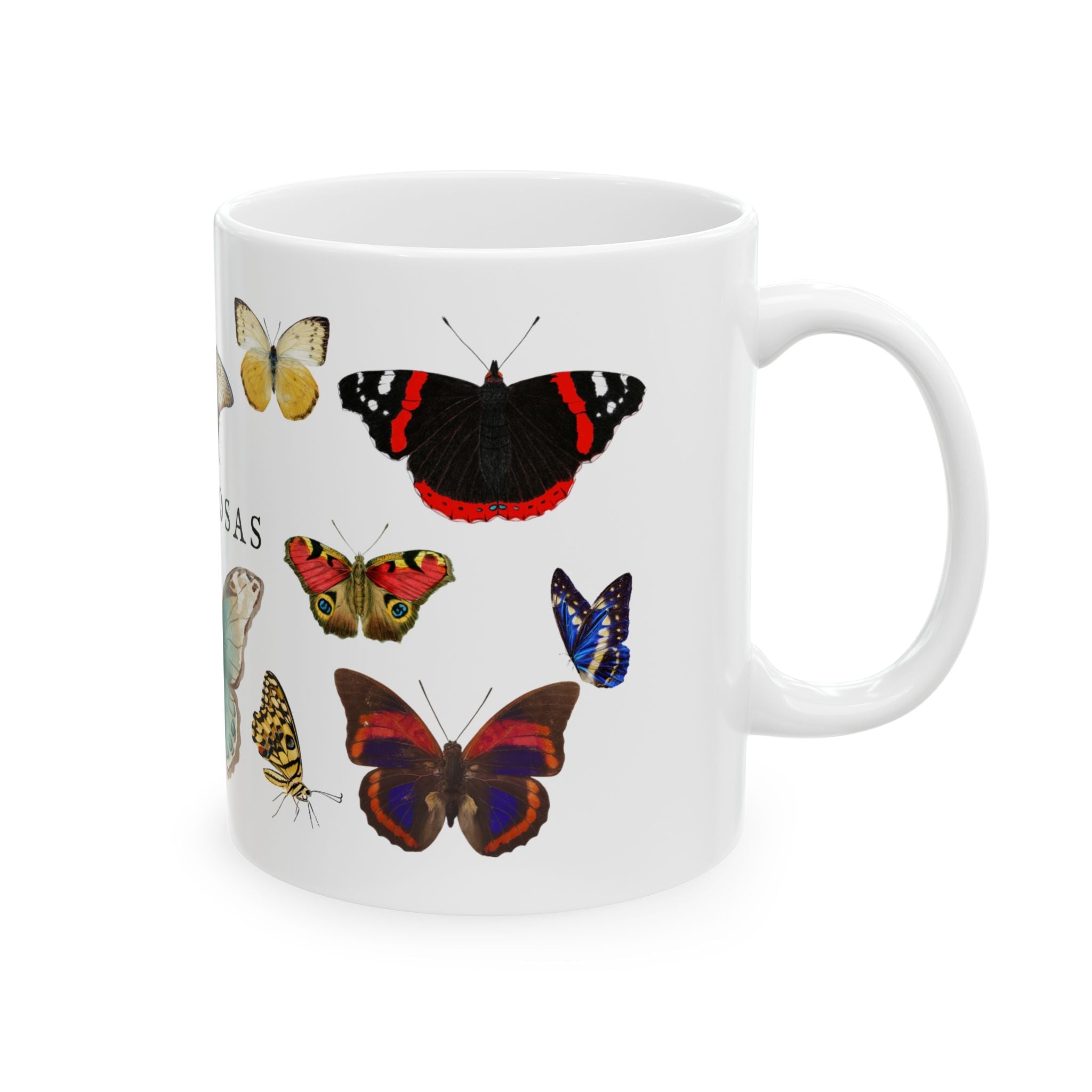 Mariposas Butterfly Ceramic Mug, Vintage style spanish 11oz & 15oz Coffee Cup Mug La Vie Bien Mariposas Butterfly Ceramic Mug, Vintage style spanish 11oz & 15oz Coffee Cup