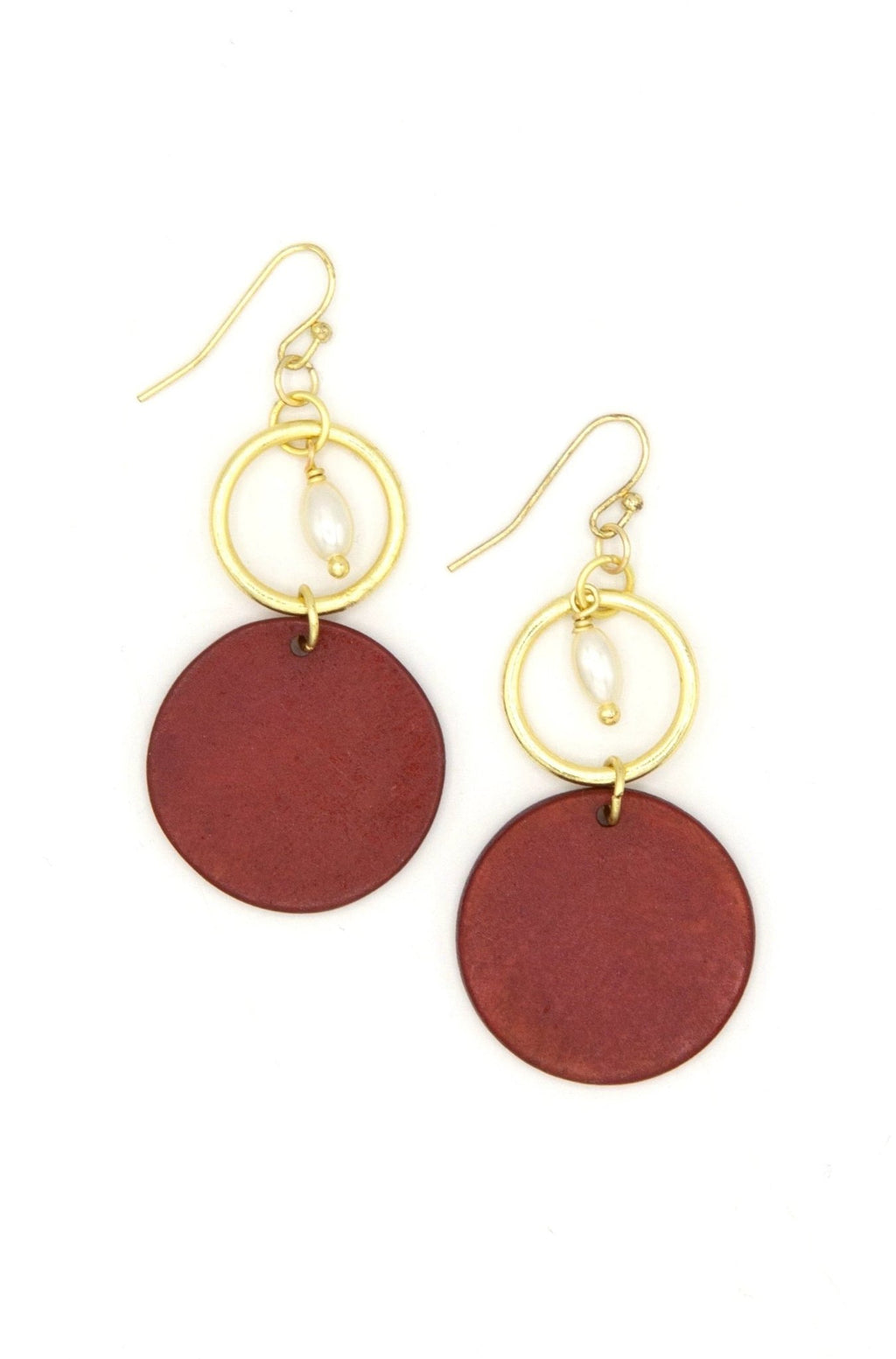 Maroon and Gold Pride Bone Earrings by Fair Anita