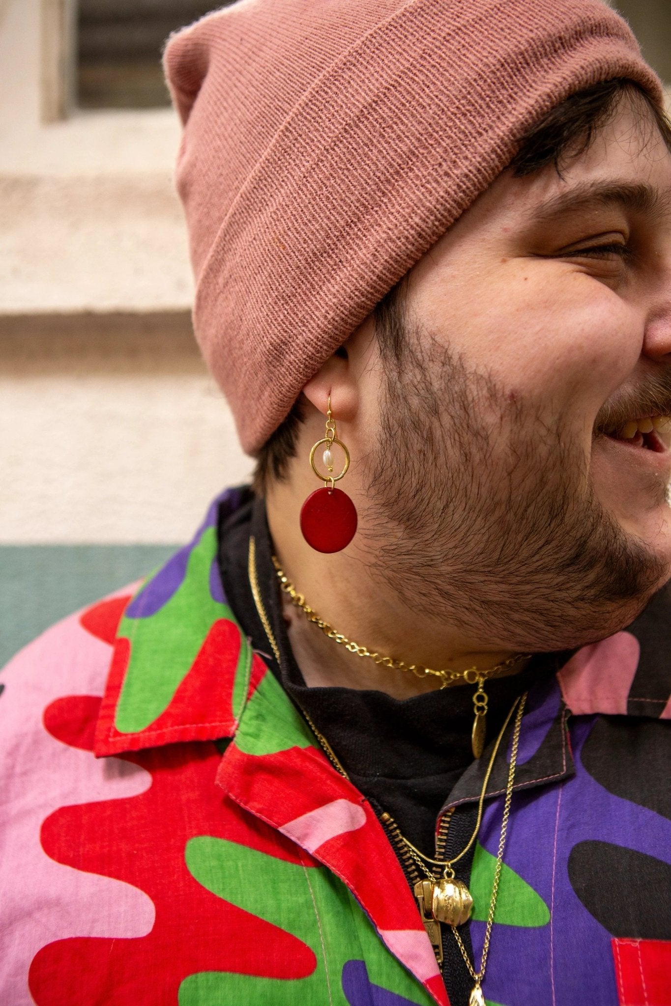 Maroon and Gold Pride Bone Earrings by Fair Anita