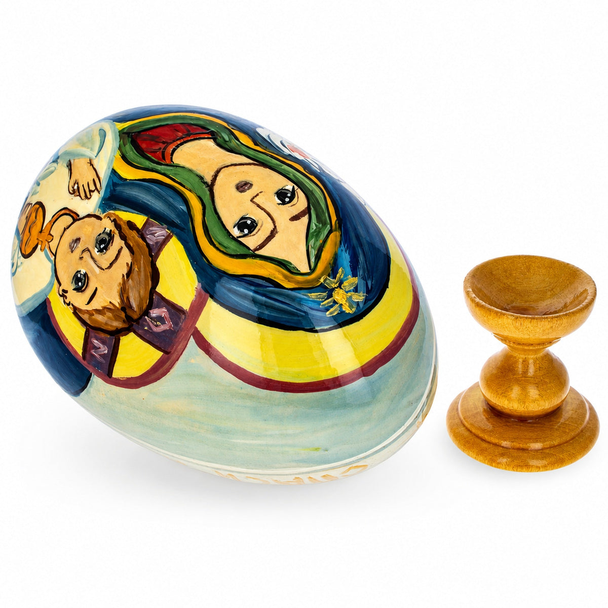 Mary and Jesus Large Wooden Hand Painted Icon Easter Egg Easter Eggs > Wooden > Singles La Vie Bien Mary and Jesus Large Wooden Hand Painted Icon Easter Egg