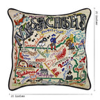 Massachusetts Hand - Embroidered Pillow Pillows La Vie Bien Massachusetts Hand - Embroidered Pillow