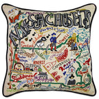Massachusetts Hand - Embroidered Pillow Pillows La Vie Bien Massachusetts Hand - Embroidered Pillow