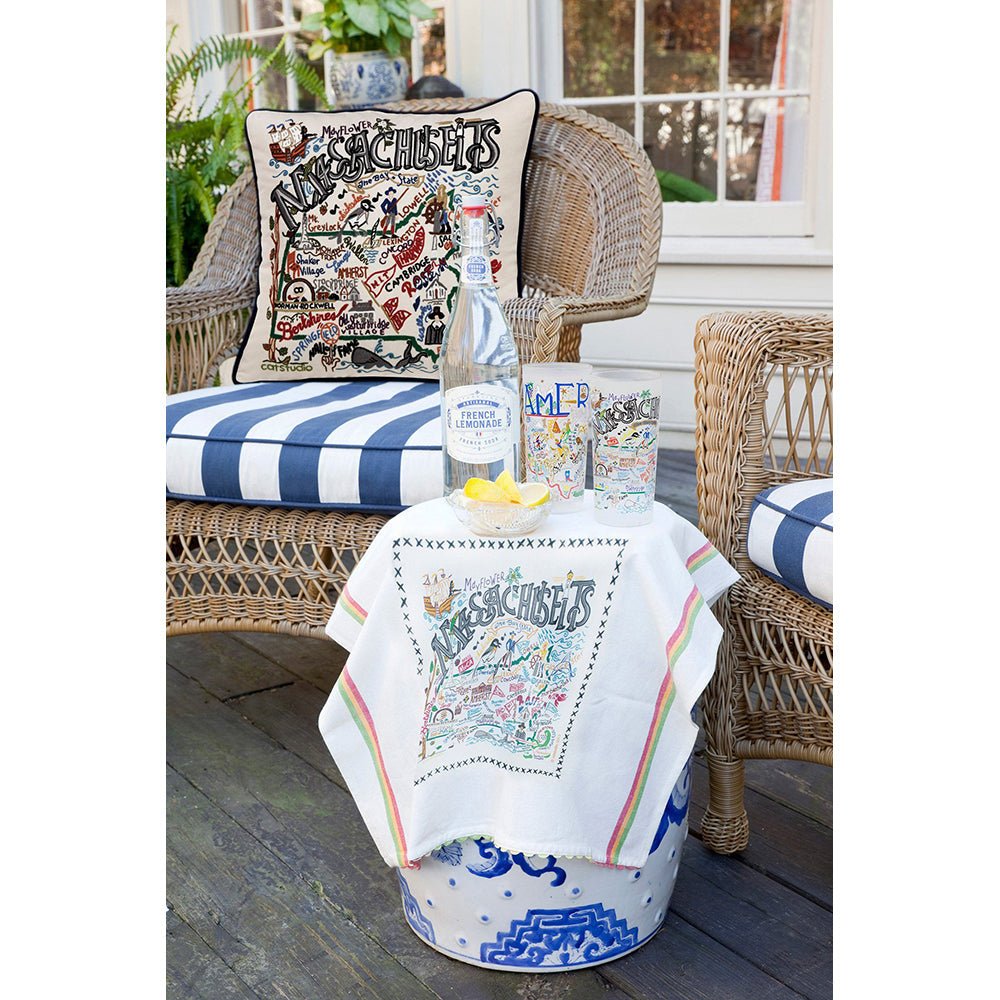 Massachusetts Hand - Embroidered Pillow Pillows La Vie Bien Massachusetts Hand - Embroidered Pillow