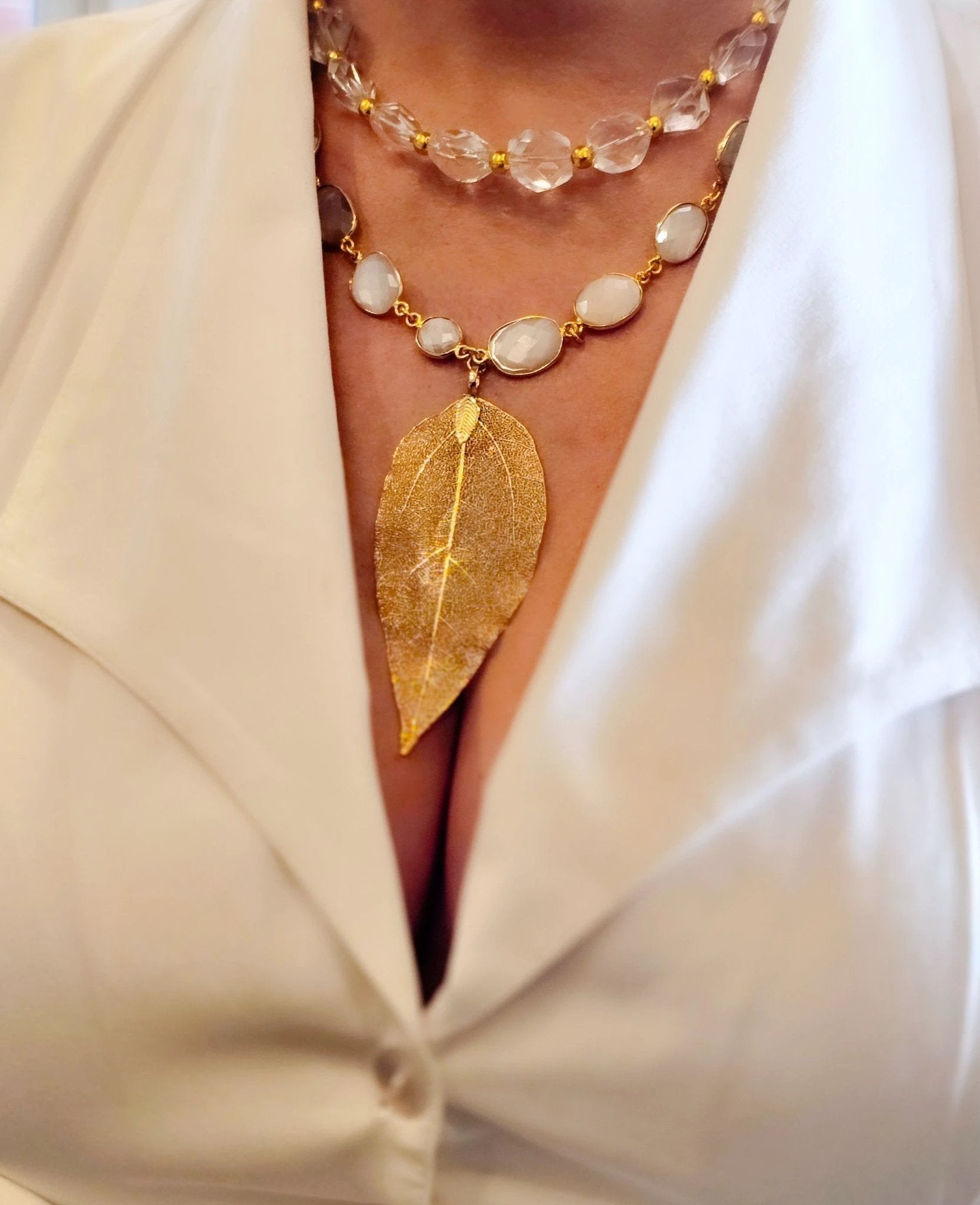 "Master Healer"| Clear Quartz and Moonstone Layered Necklace by L.Signature Collection by L.Styles