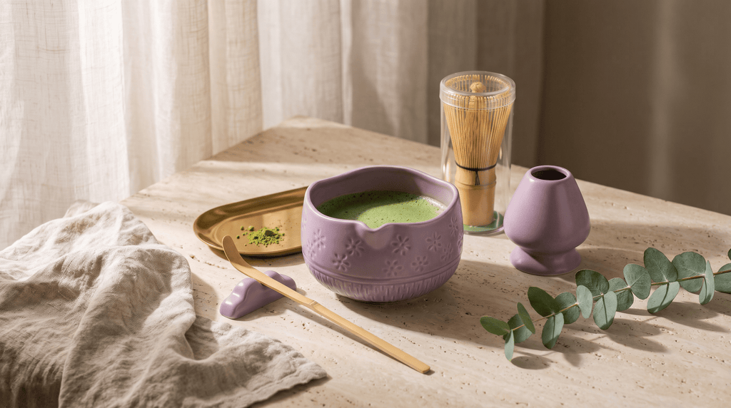 Matcha Whisk Set — Bamboo Chasen + Ceramic Chawan Gift Set La Vie Bien Matcha Whisk Set — Bamboo Chasen + Ceramic Chawan Gift Set
