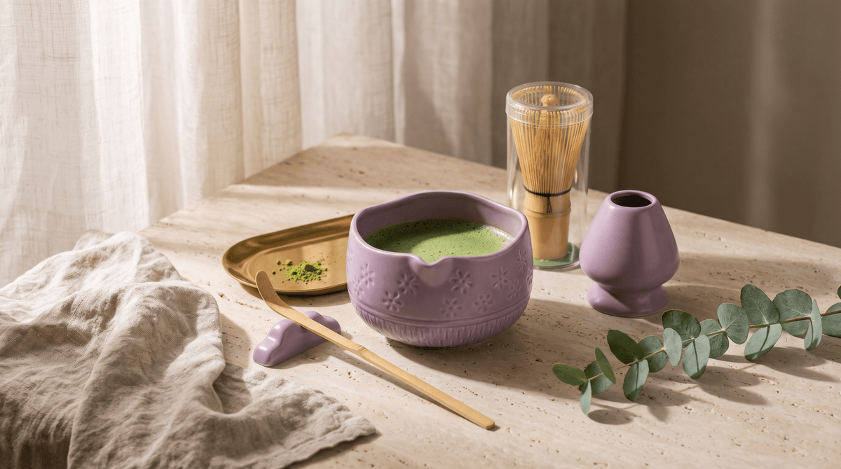 Matcha Whisk Set — Bamboo Chasen + Ceramic Chawan Gift Set La Vie Bien Matcha Whisk Set — Bamboo Chasen + Ceramic Chawan Gift Set
