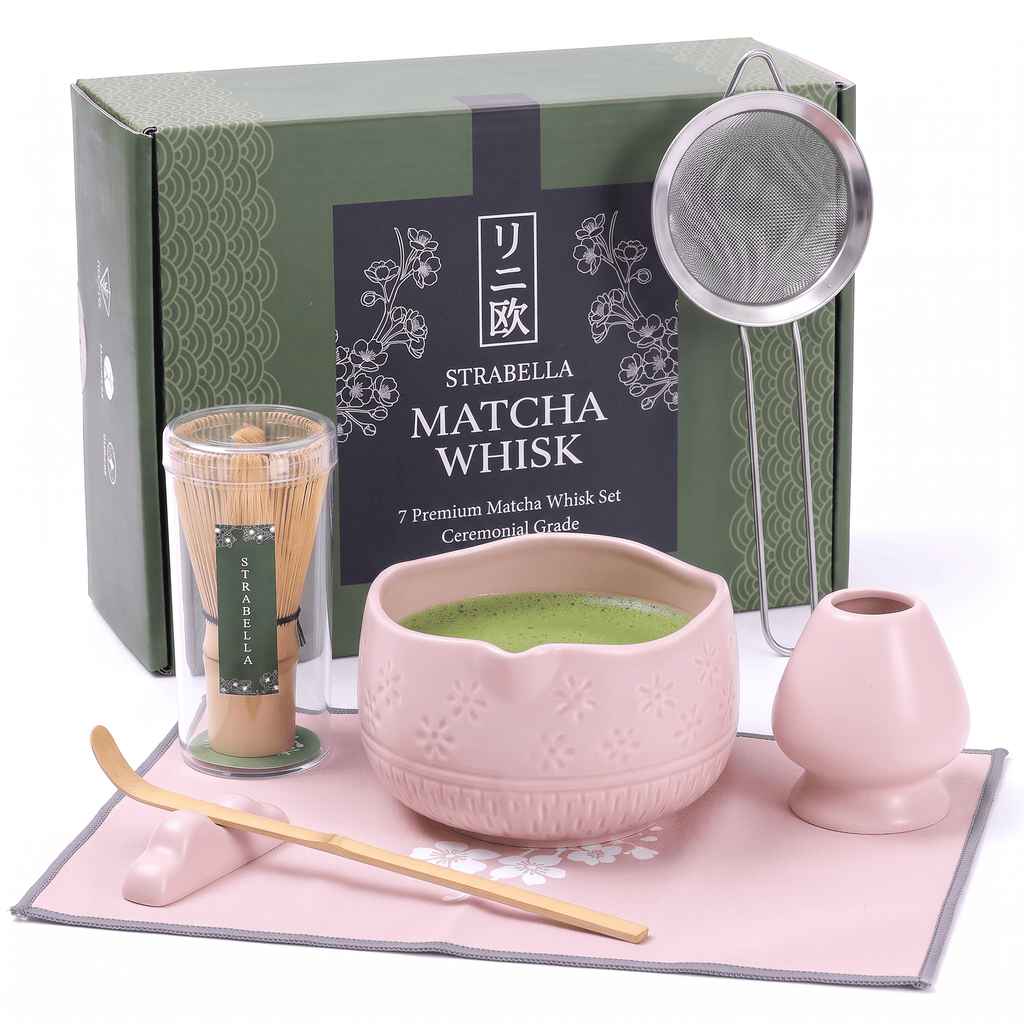 Matcha Whisk Set — Bamboo Chasen + Ceramic Chawan Gift Set La Vie Bien Matcha Whisk Set — Bamboo Chasen + Ceramic Chawan Gift Set