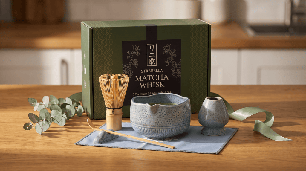 Matcha Whisk Set — Bamboo Chasen + Ceramic Chawan Gift Set La Vie Bien Matcha Whisk Set — Bamboo Chasen + Ceramic Chawan Gift Set