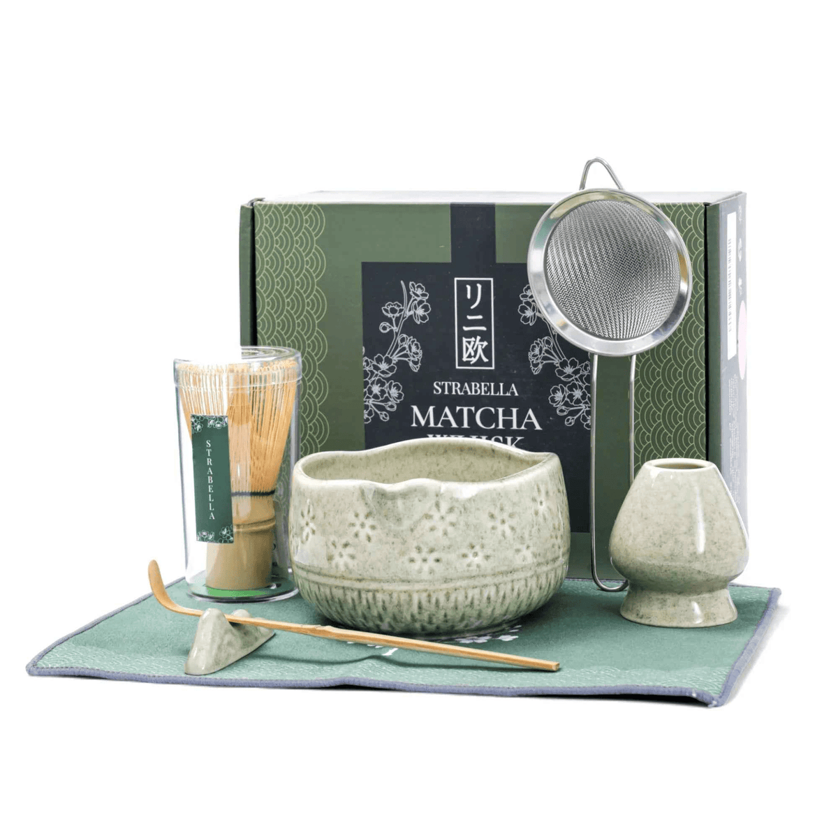 Matcha Whisk Set — Bamboo Chasen + Ceramic Chawan Gift Set La Vie Bien Matcha Whisk Set — Bamboo Chasen + Ceramic Chawan Gift Set