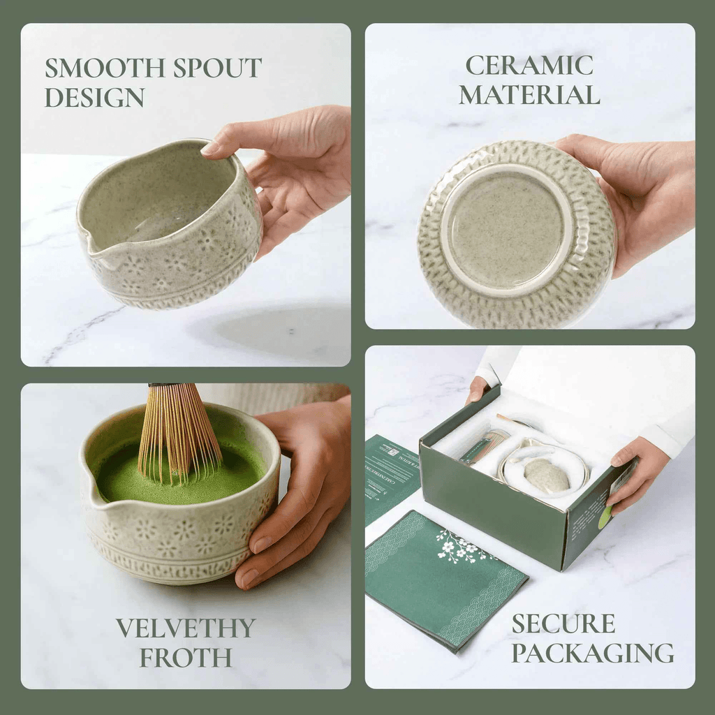 Matcha Whisk Set — Bamboo Chasen + Ceramic Chawan Gift Set La Vie Bien Matcha Whisk Set — Bamboo Chasen + Ceramic Chawan Gift Set