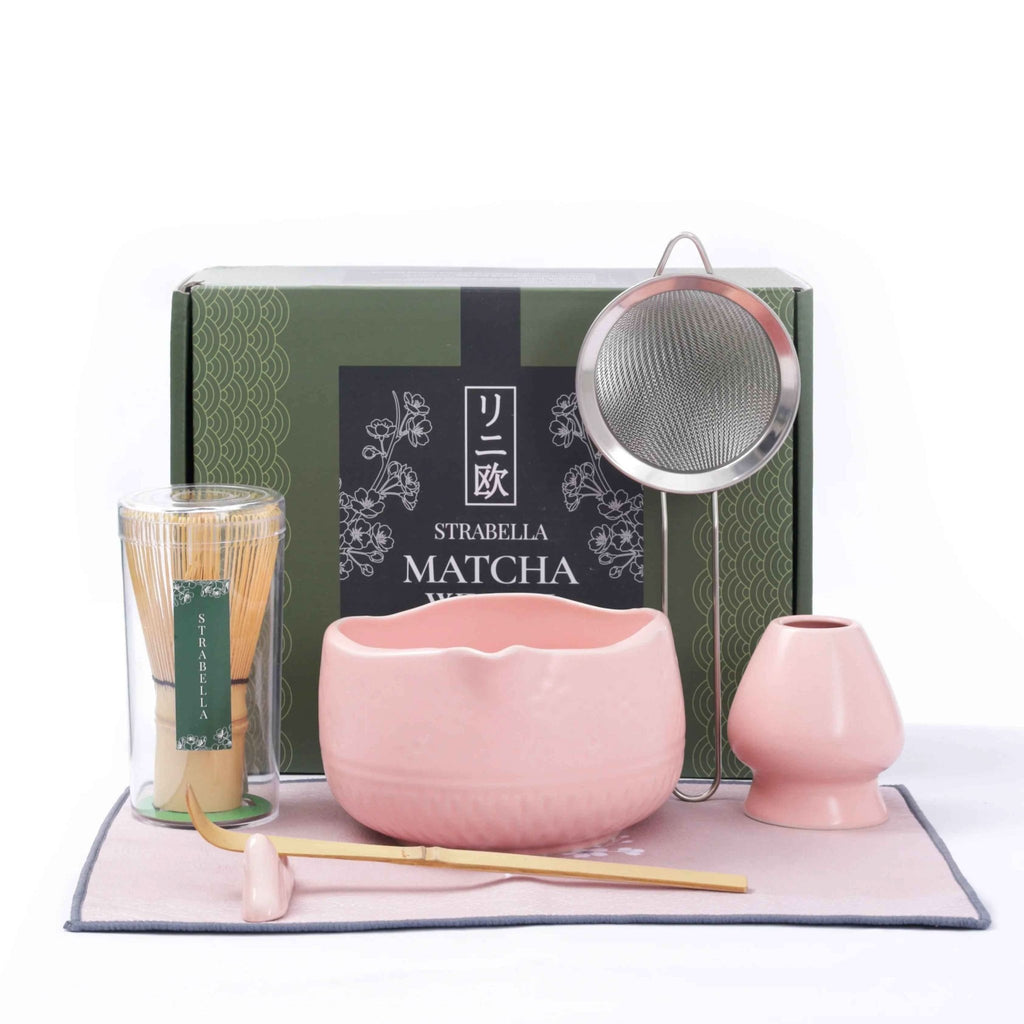 Matcha Whisk Set — Bamboo Chasen + Ceramic Chawan Gift Set La Vie Bien Matcha Whisk Set — Bamboo Chasen + Ceramic Chawan Gift Set