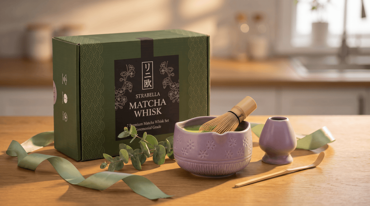 Matcha Whisk Set — Bamboo Chasen + Ceramic Chawan Gift Set La Vie Bien Matcha Whisk Set — Bamboo Chasen + Ceramic Chawan Gift Set