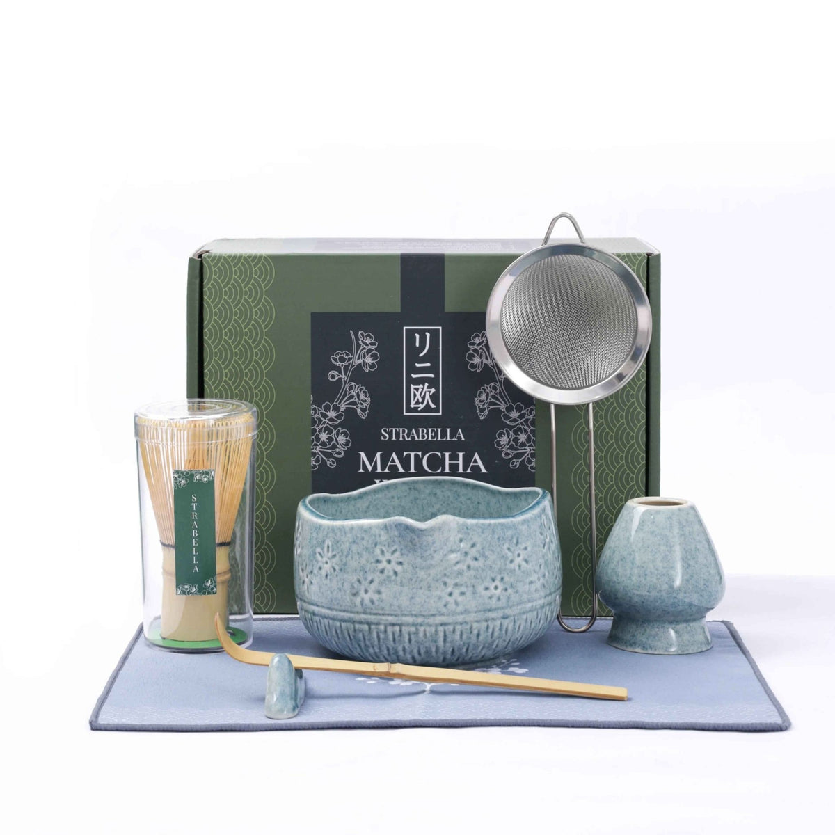 Matcha Whisk Set — Bamboo Chasen + Ceramic Chawan Gift Set La Vie Bien Matcha Whisk Set — Bamboo Chasen + Ceramic Chawan Gift Set