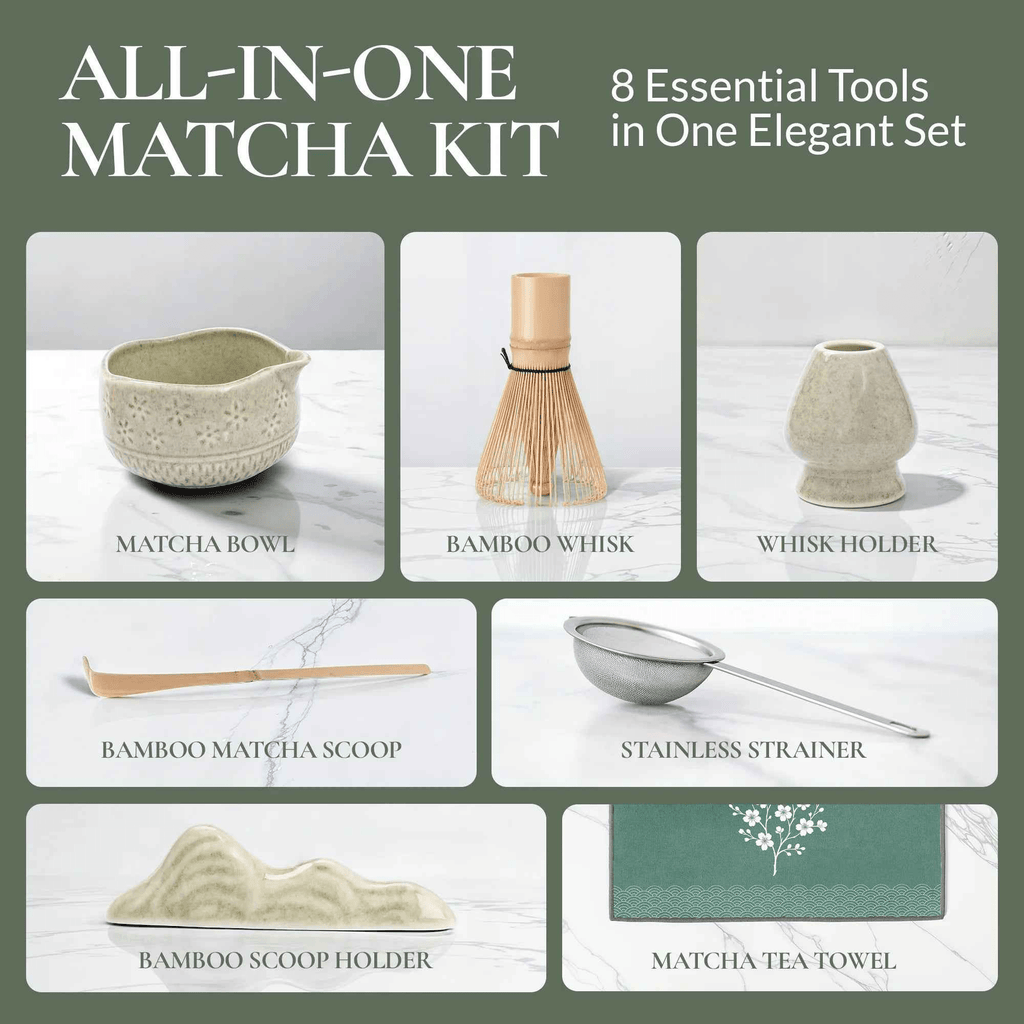 Matcha Whisk Set — Bamboo Chasen + Ceramic Chawan Gift Set La Vie Bien Matcha Whisk Set — Bamboo Chasen + Ceramic Chawan Gift Set