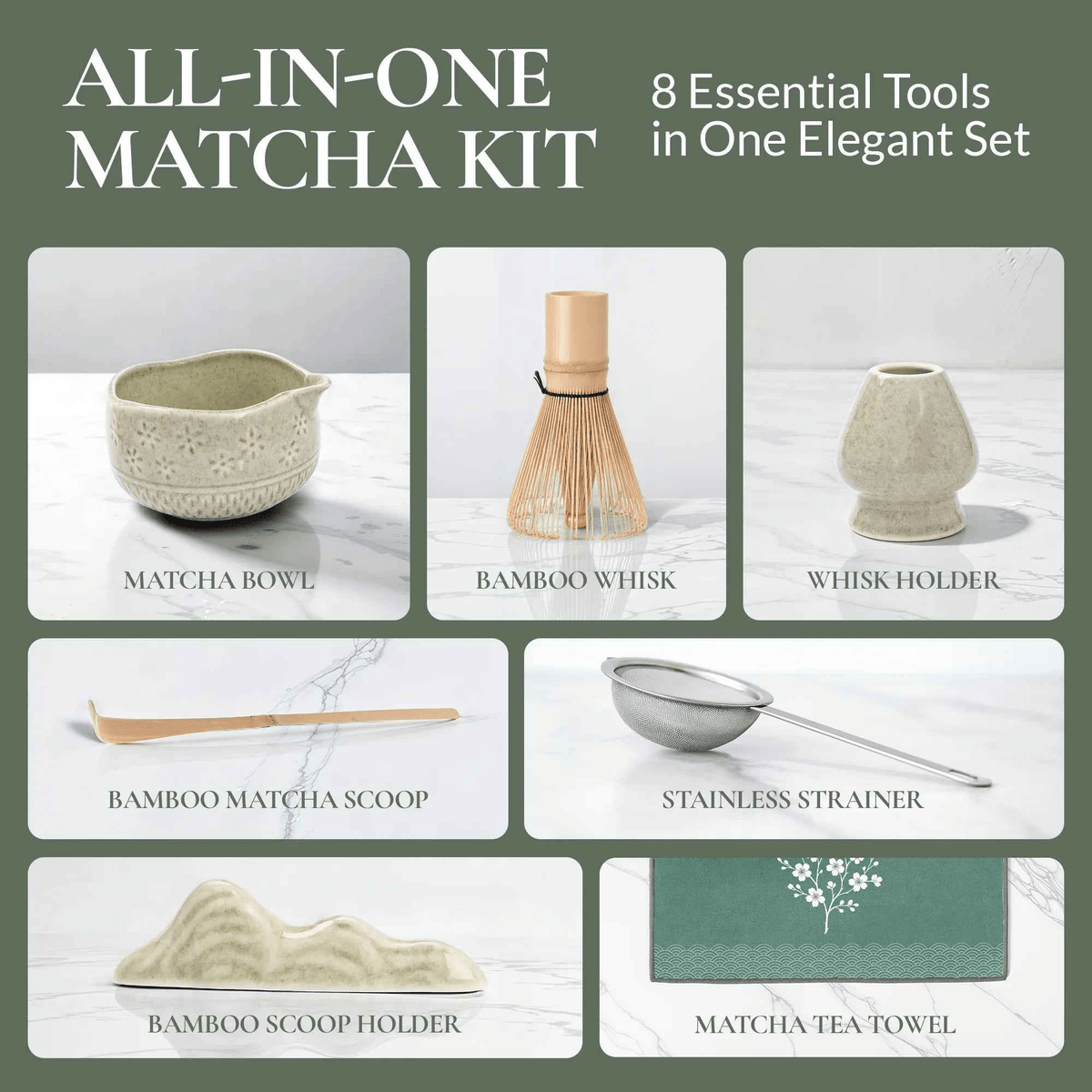 Matcha Whisk Set — Bamboo Chasen + Ceramic Chawan Gift Set La Vie Bien Matcha Whisk Set — Bamboo Chasen + Ceramic Chawan Gift Set