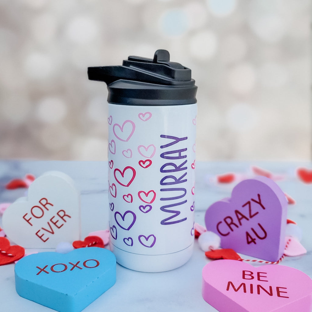Matching Name Heart Ombre Water Bottle Drinkware La Vie Bien Matching Name Heart Ombre Water Bottle