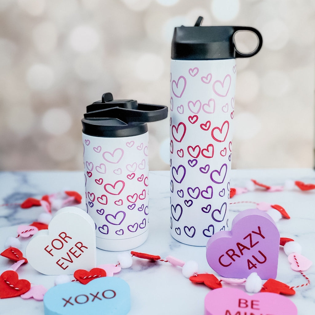 Matching Name Heart Ombre Water Bottle Drinkware La Vie Bien Matching Name Heart Ombre Water Bottle