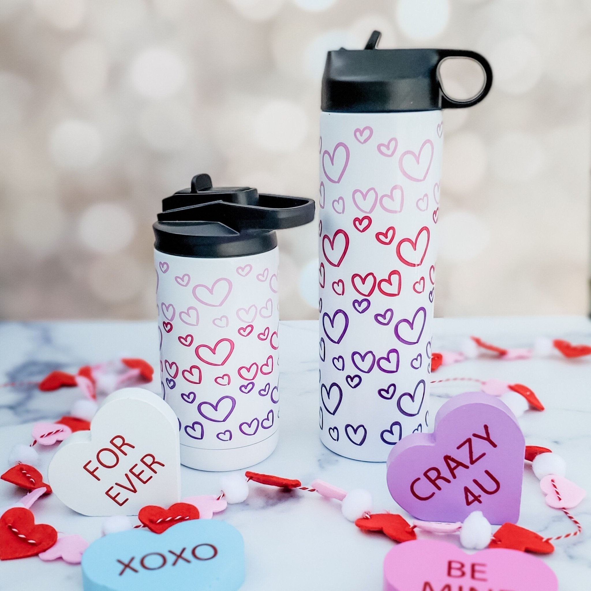 Matching Name Heart Ombre Water Bottle Drinkware La Vie Bien Matching Name Heart Ombre Water Bottle