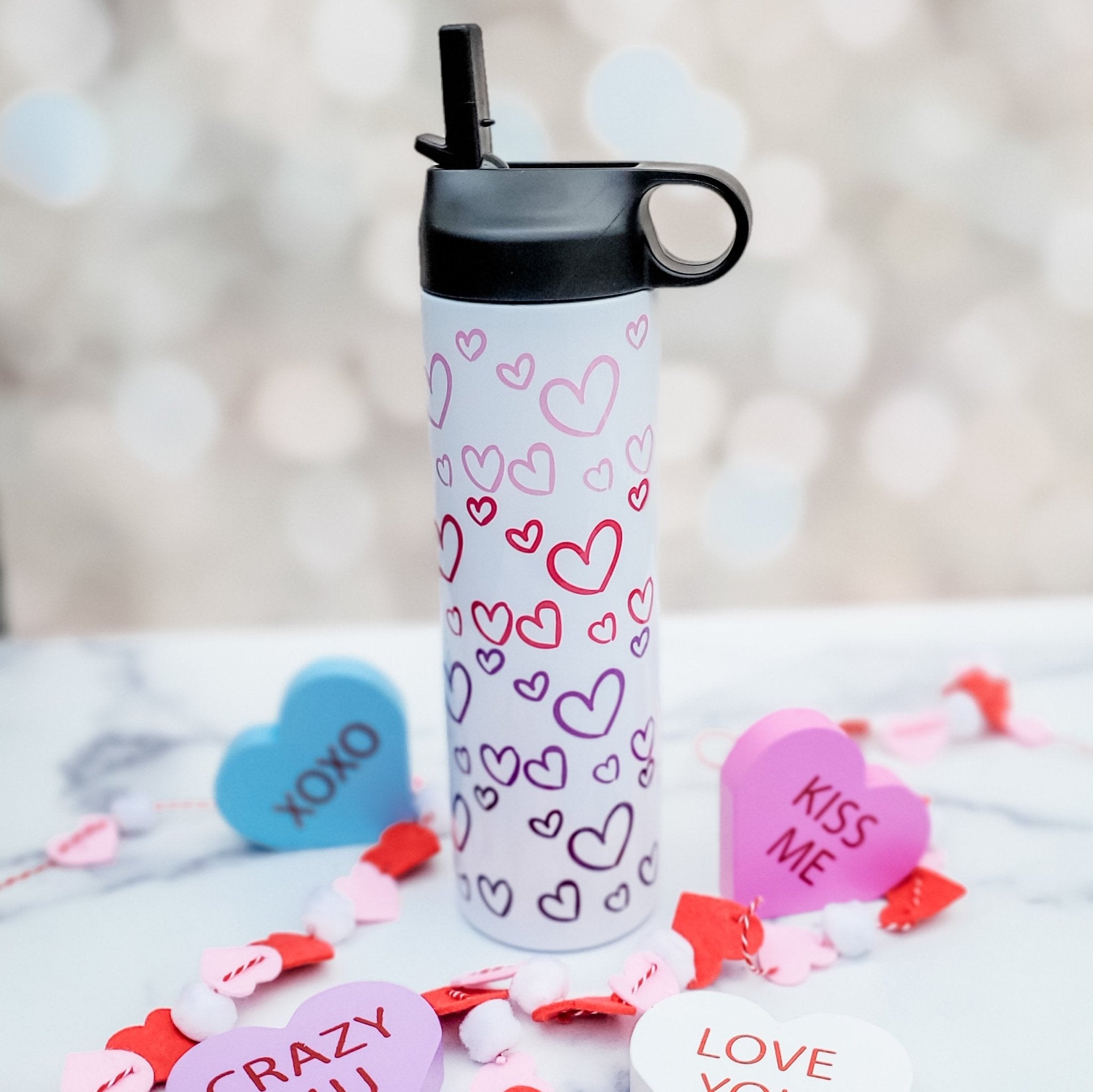 Matching Name Heart Ombre Water Bottle Drinkware La Vie Bien Matching Name Heart Ombre Water Bottle