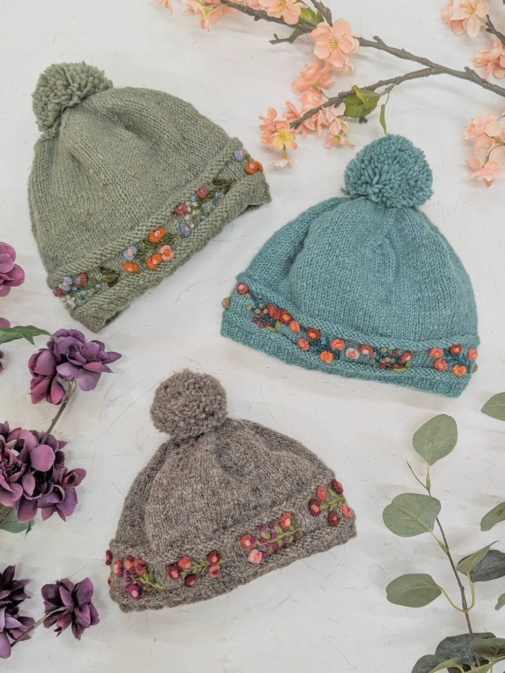 Mathilde Wool Knit Embroidered Hat by Ash & Rose