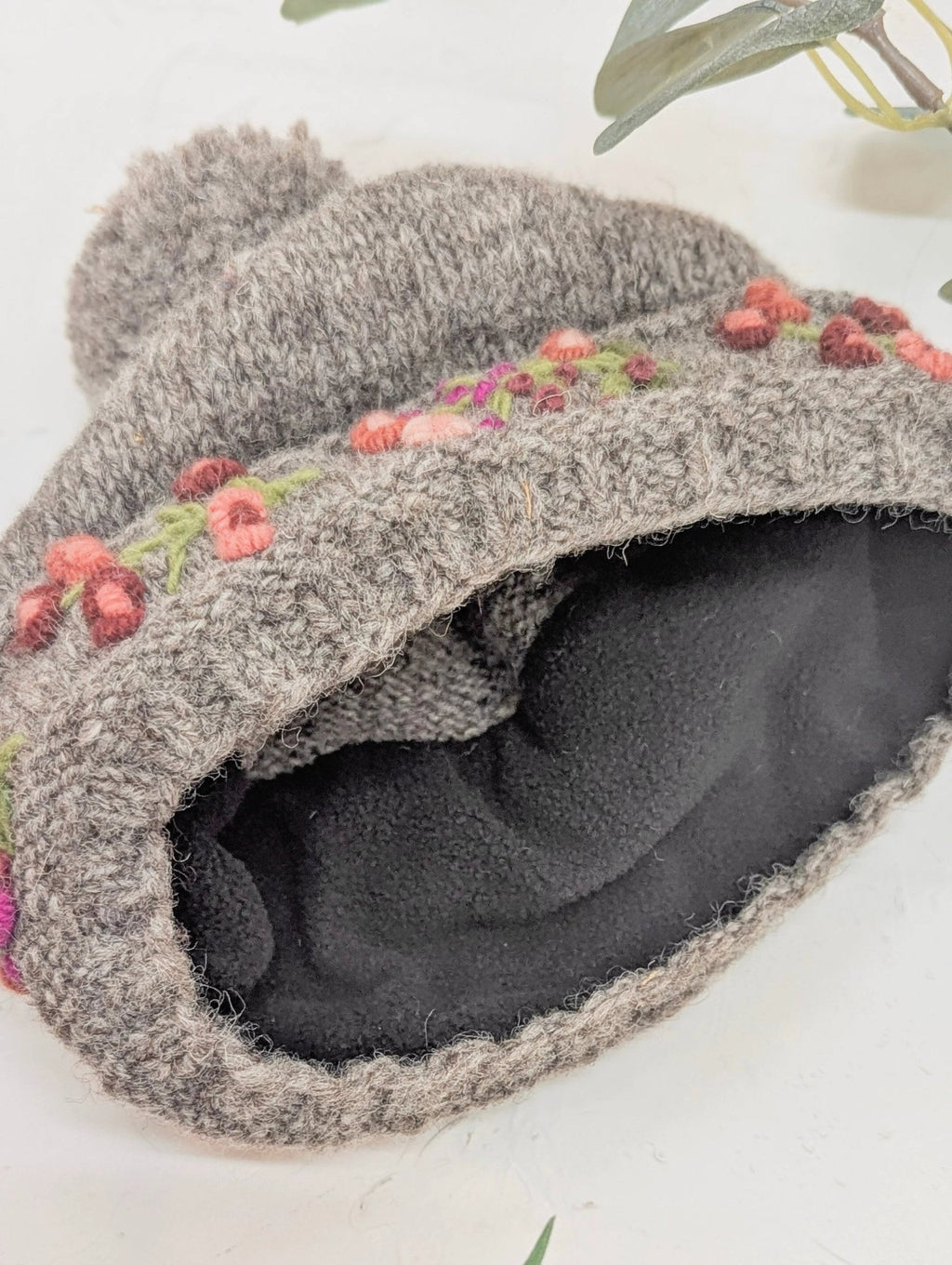 Mathilde Wool Knit Embroidered Hat by Ash & Rose