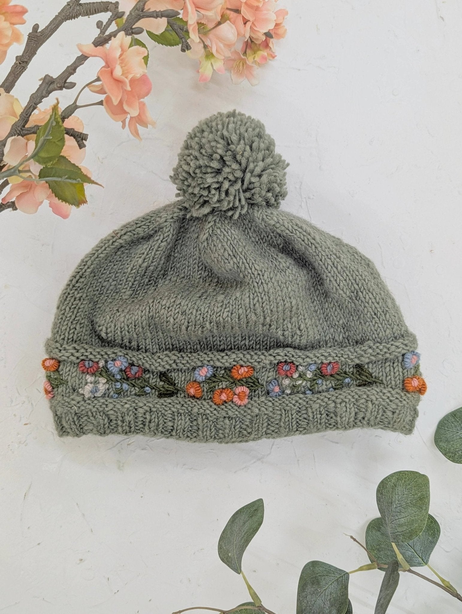 Mathilde Wool Knit Embroidered Hat by Ash & Rose